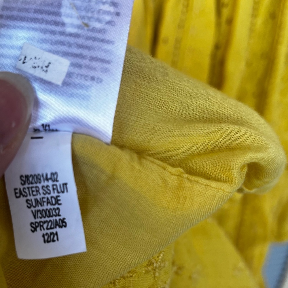 Old Navy Mustard Yellow Eyelet Smocked Shift Dress Size XL Tall - Picture 6 of 7